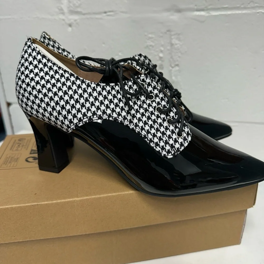 houndstooth Witchy Oxford Heels – Size 42